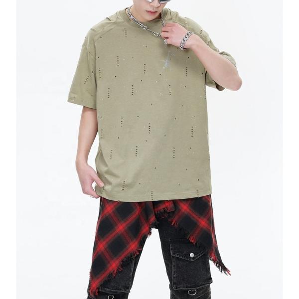 240Gsm de algodão camiseta glitter grande para homens patchwork manga Raglan