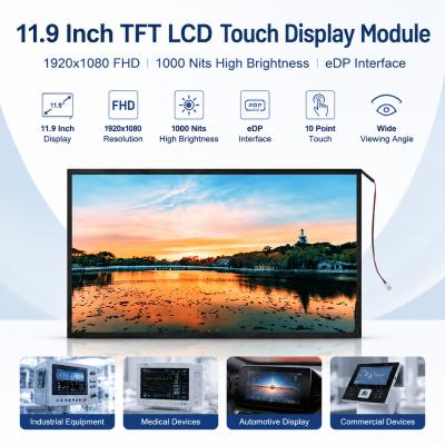 11.9 Inch Full HD TFT LCD Touch Screen 1920x1080 eDP Interface Display 1000 Nits