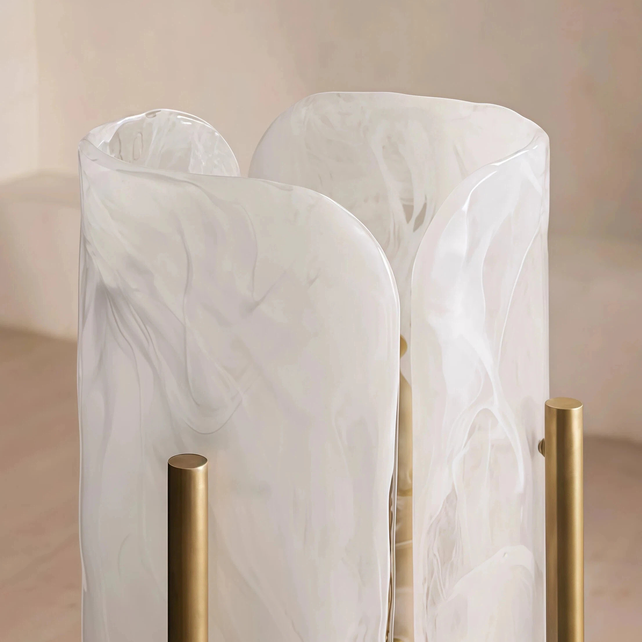JYLIGHTING Modern Decorative Floor Lamp with Natural Marble Base, Stainless Steel Frame & Cloud Smoke Glass Shade for Residential & Commercial Interior Decoration