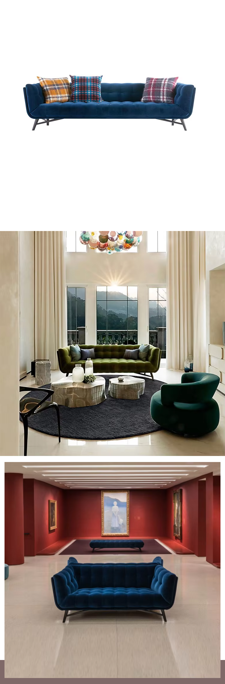 Custom High End Italian Style Modern Home Furniture Contemporary Sectional Sofa Set