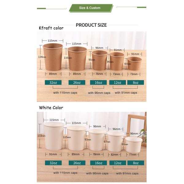 Customized Disposable Lunch Bowl Takeaway Paper Boxes for Fast Food Salad Fried Rice