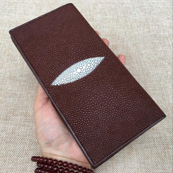 Unisex Style Authentic Stingray Skin Women Men Slim Bifold Wallet Card Bag Genuine Leather Female Male Thin Clutch Purse