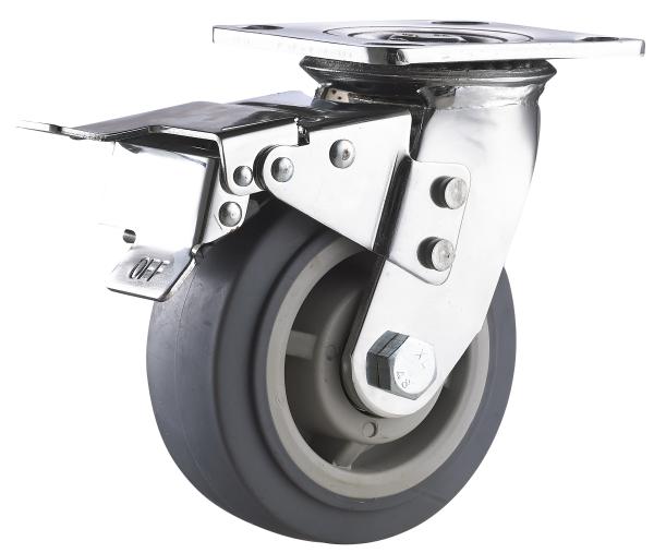 4 5 6 8 Trolley Castor Wheels Heavy Duty Wear Resistant Thermoplastic Rubber Casters