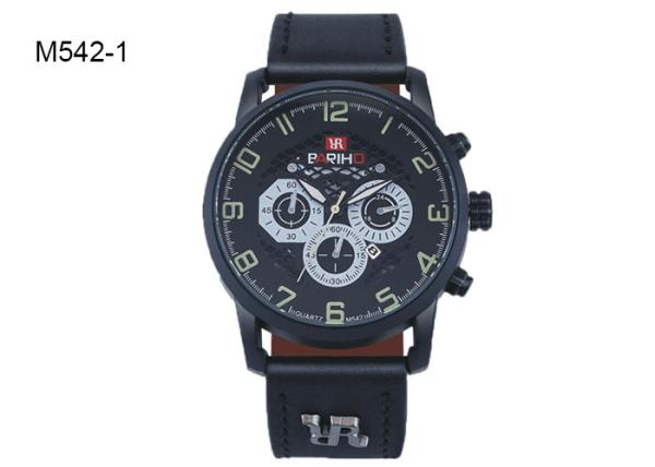 Alloy Case Fashion Quartz Watch Comfortable Black Brown Leather Strap