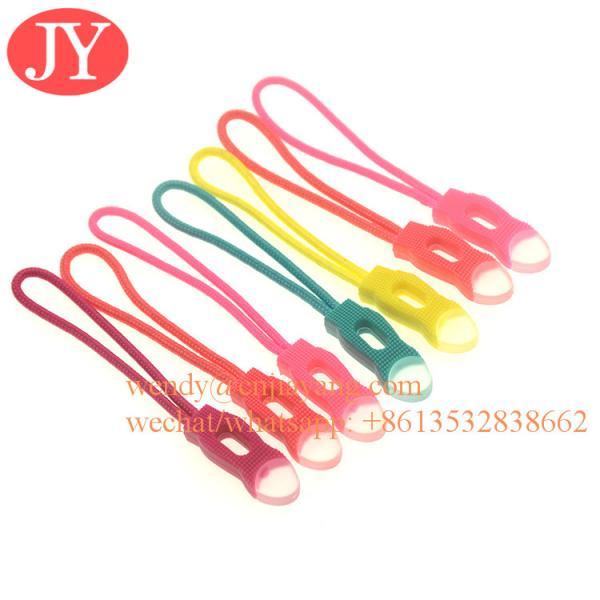Jiayang zipper pull tab rubber  Silicon string rope customized soft zipper puller for backpack zipper pull tag for bags