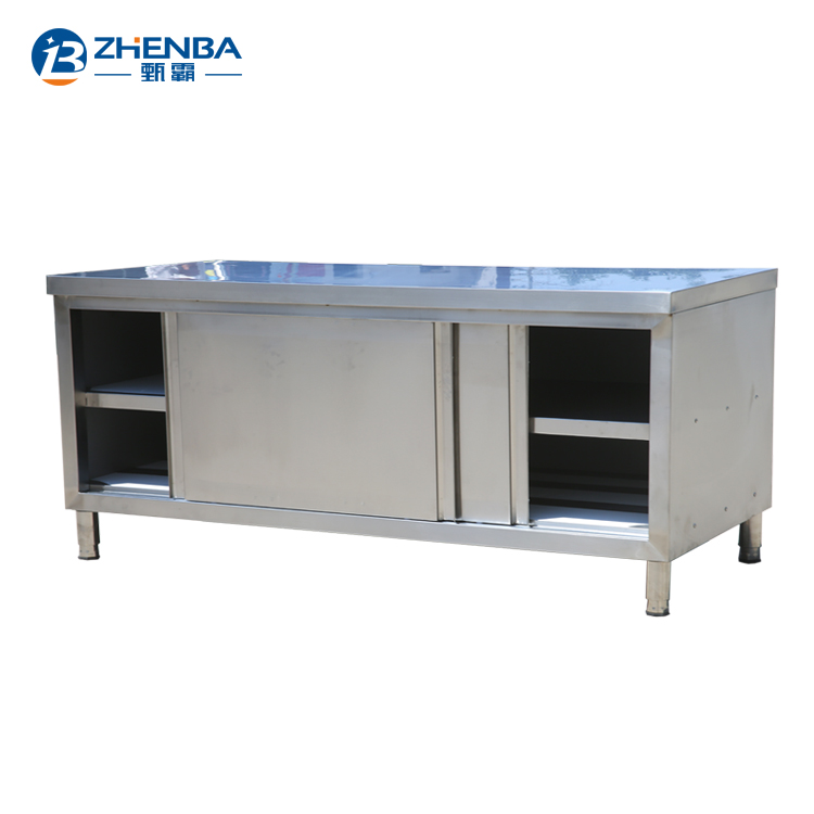 Customized Size Stainless Steel 201/304 Work Table with Sliding Doors for Commercial Kitchen Storage