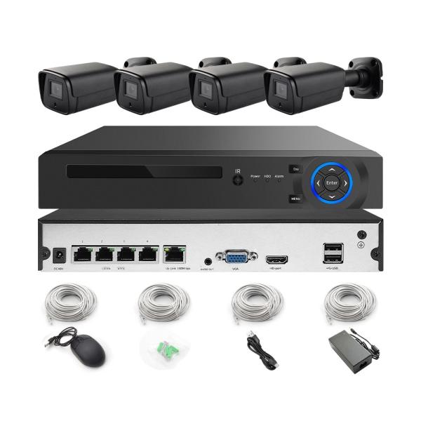 Customized 4CH 4MP IP Camera Kit for Outdoor Bullet Camera Security Surveillance