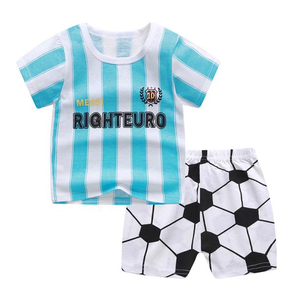 Summer Kids Pajama Set Plain Animal Short Sleeve Tee And Shorts