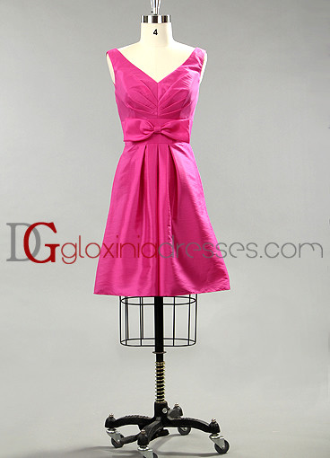 2013 A-line v-neck pleated short taffeta pink bridesmaids dresses BMGD3030