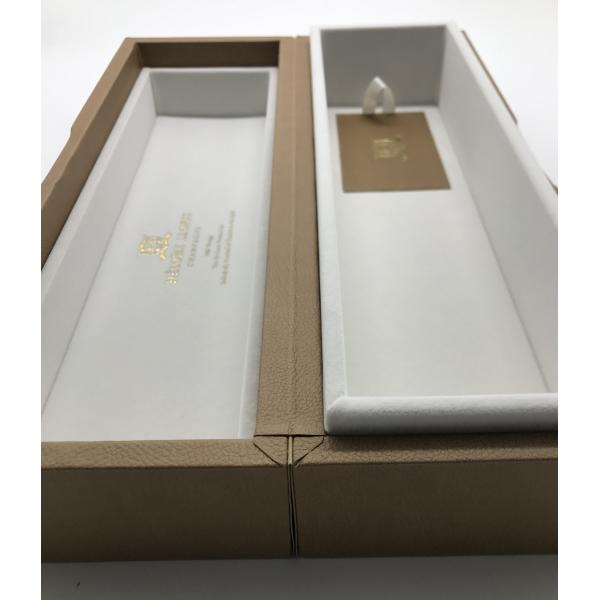 Presentation Luxury Packaging Boxes Leather Wine Brand Promotional Packaging Hot Stamp Tan Color