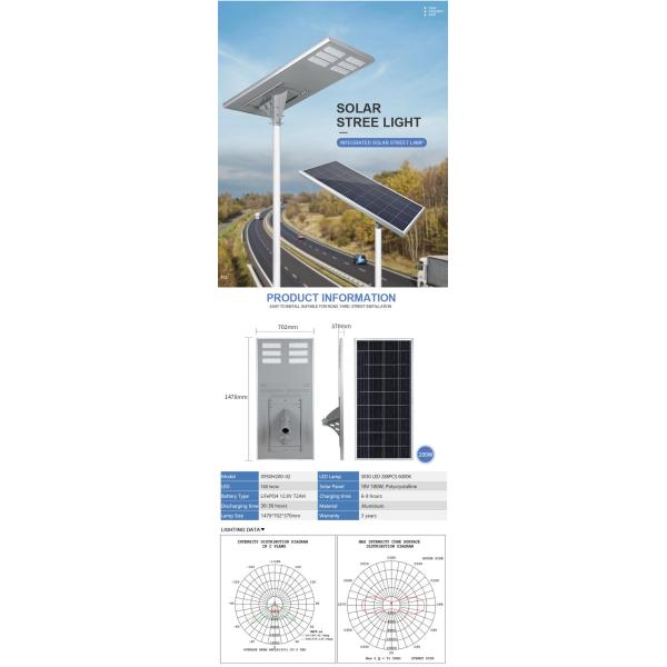 L'ODM extérieur tout dans un réverbère solaire de LED a intégré 160w en aluminium 200w 320w 360w