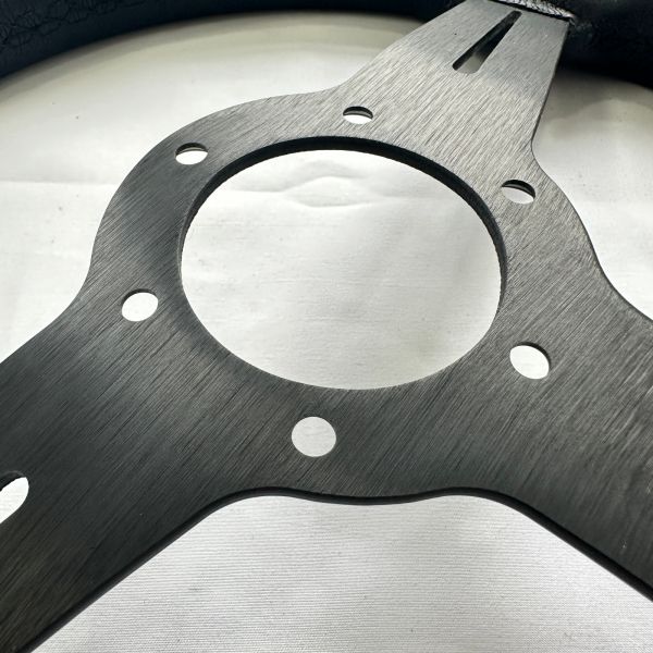 DELUXON 350mm Diameter Racing Steering Wheel with 33mm Dish and Black Leather Cover