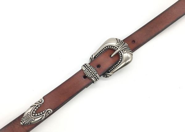 2.5CM Womens Genuine Leather Belt With Western Retro Vintage Buckle