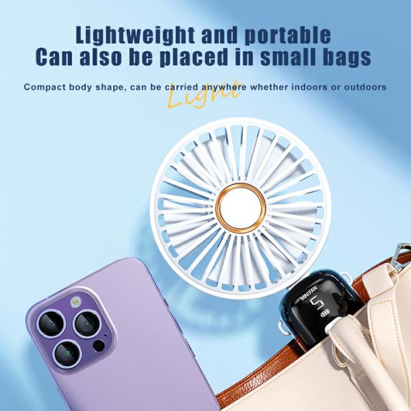 Portable Handheld Mini Fan Rechargeable Foldable Fan Power Display Mini Fan Cooling for Indoor Outdoor Travel Camping