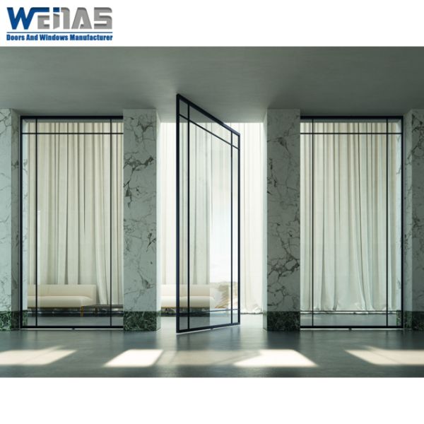 Energy Saving Large View Aluminum Single Glass Entrance Pivot Door