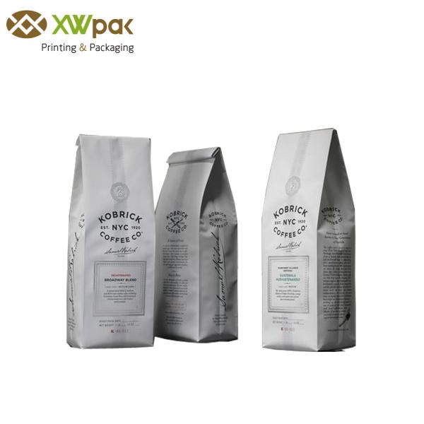 Flat Bottom Coffee Packing Bags With Valve k Aluminum Foil Food Grade