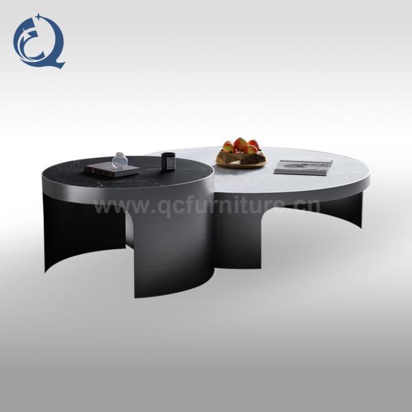 Stainless Steel Coffee Table Set Brushed Champagne Gold 11mm Sintered Stone On Top
