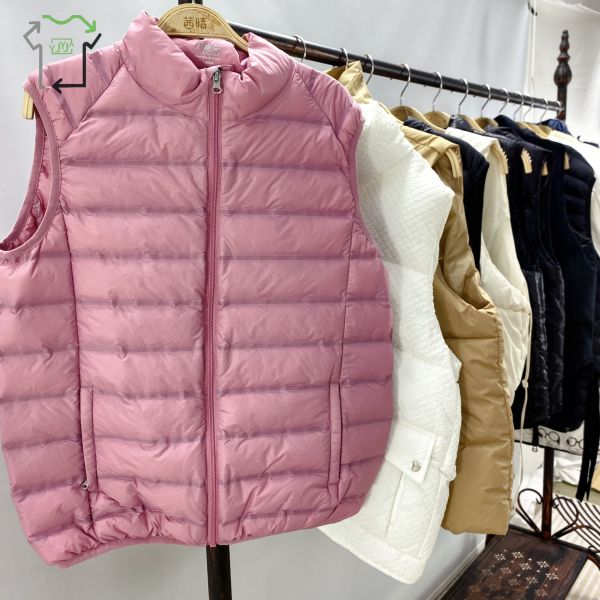 Women's Used Winter Clothing Mixed Style Fashionable Zipper Casual Vest Bulk Sale