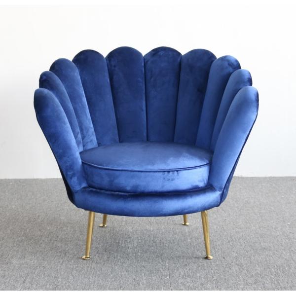 Nordic Style Flower Shape 78cm Height Velvet Accent Armchair