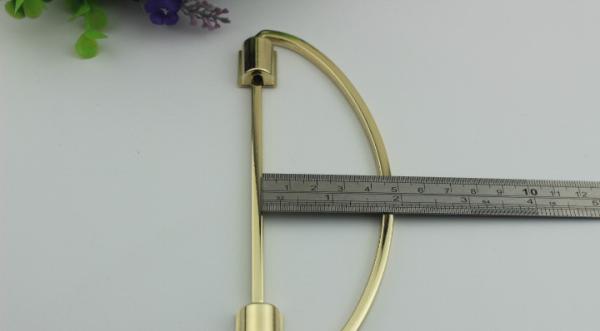 OEM Guangzhou 160 mm length light gold leather bag hardware d ring shape handbag metal handle