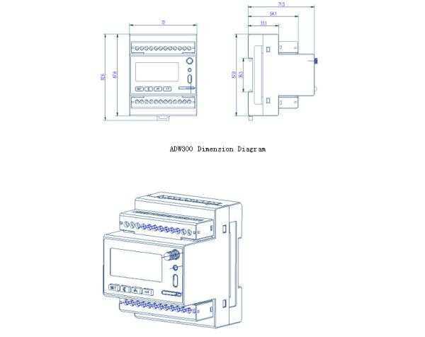 Acrel Wireless Energy Meter / ADW300 Din Rail Mounted Kwh Meter For Distribution Box