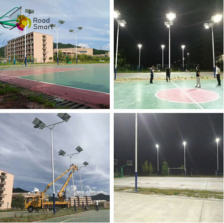 High Luminance Solar Powered Led Pole Lights For Swimming Pool / Basketball Court