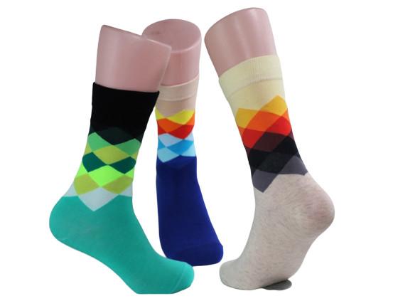 Creative Trendy Mens Socks Colorful Design Cotton Material Custom Logo Dress Crew Socks