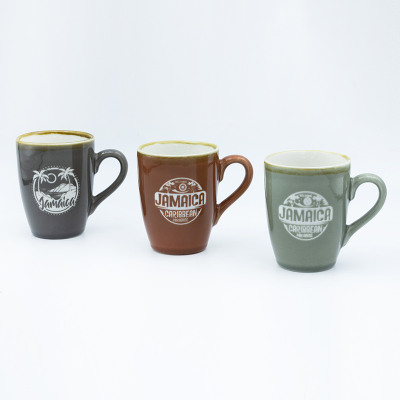 Souvenir Two Tone Mug Featuring Color Rim And Sandblasted 410ml Capacity Perfect For Collecting And Gifting