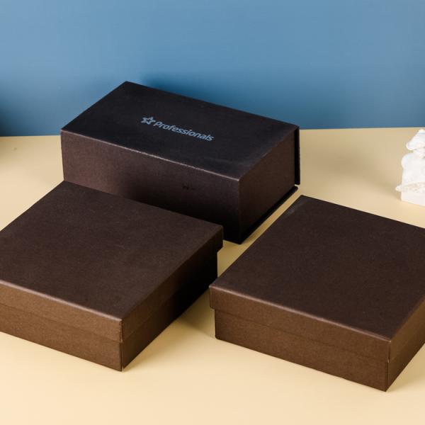 Stamping Custom Logo Printed Magnetic Cardboard Hard Paper Black Magnet Gift Box For Clothing Shoes Packaging