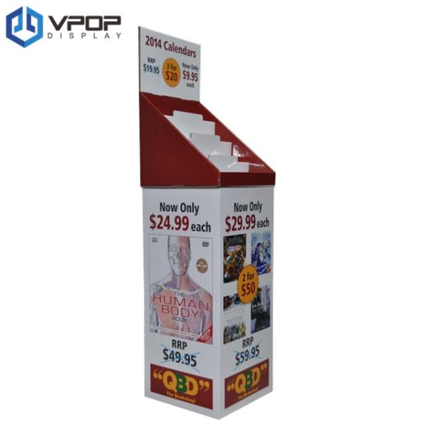 Portable Cardboard Floor Display Stands 54 * 40 * 168 cm For Calendars / Books