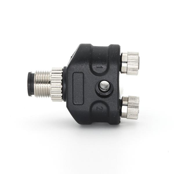 3 Pin Y Type Distributor Connector M12 Male To M8 Female A Coded IP67