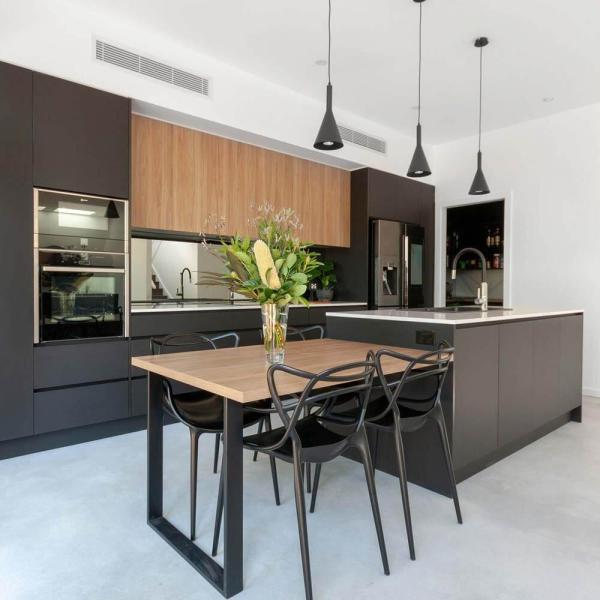 Customizable Black Melamine Kitchen Cupboards for a Modern and Personalized Look