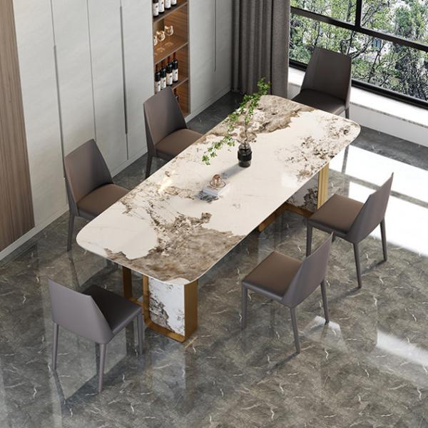 Minimalist Stainless Steel Marble Dining Table For Contemporary Living