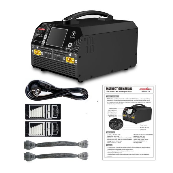 UP2000 2000W Dual Channel Smart Charger for 6-14S Lipo Batteries in RC Model Aircraft and Drones