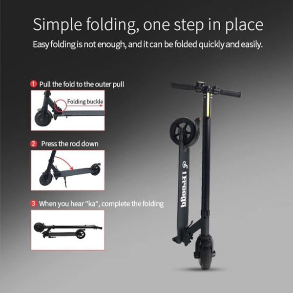 Foldable Powerful Electric Scooter LED Headlight Light Strip 25km/H Max Speed