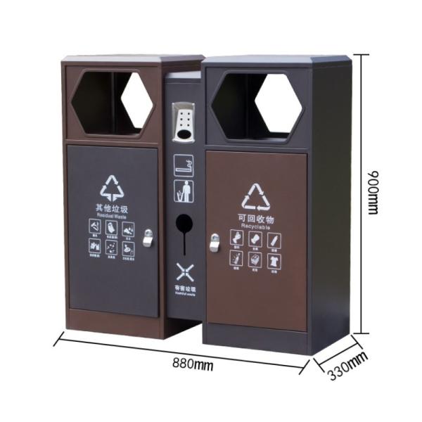 Customized Rectangle Sleek Design Metal Trash Bin With Steel Inner Bin