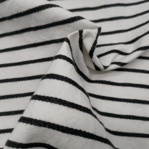 Blended Home Textile Fabrics Antibacterial Breathable Stripe 30% Linen 70% Cotton