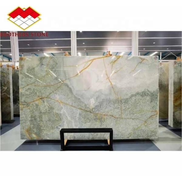 Modern Backlit Green Onyx Stone Slab Cut-to-Size Jade Stone Price for Living Room Wall Graphic Design