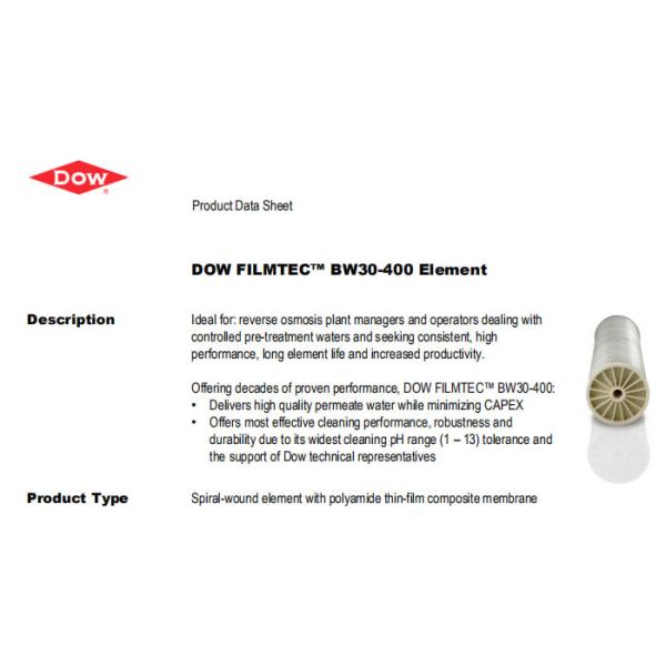 Reverse Osmosis USA Dow Filmtec Membranes 4 Inch LCLE-4040 / 8 inch BW30-400IG