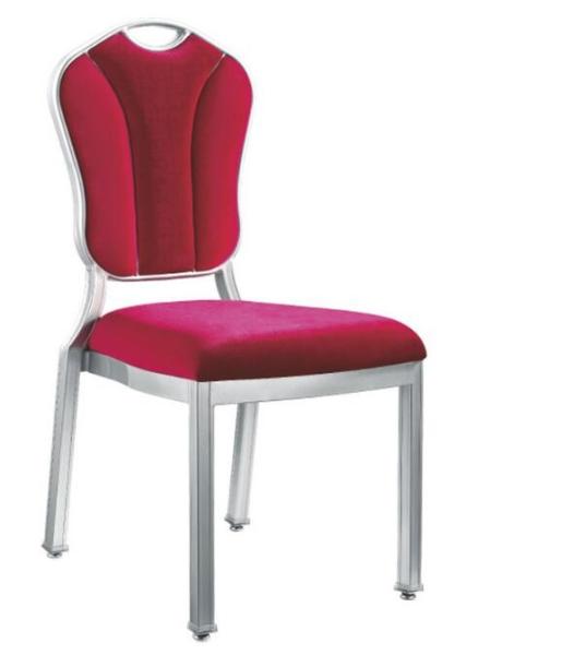 Strong Silver Square Metal Tube Red Fabric Hotel Banquet Dining Chair