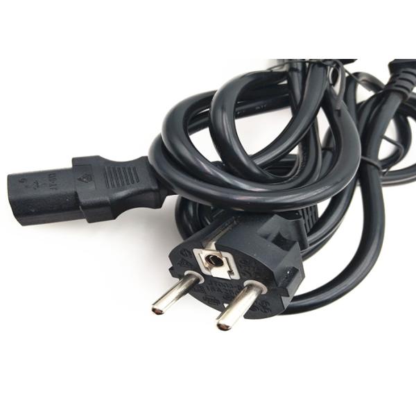 Black Schuko Plug European Power Cord To IEC C13 VDE With 3*1.5mm2 Cable