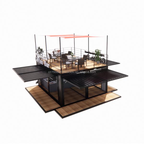 Shop 20ft Park BBQ Container Mobile Portable Assembly Coffee Bar Wooden House with 50/75/100mm Wave Sandwich Panel Walls