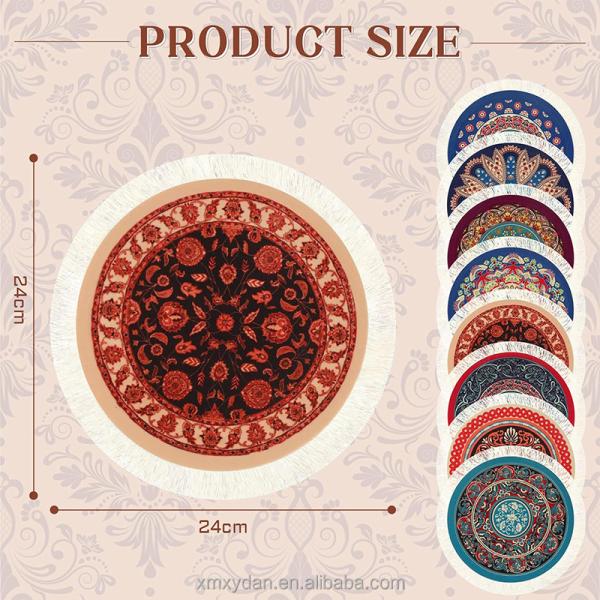 Retro Style Carpet Pattern Mouse Pad with Customizable Thickness and Mini Woven Rug Mat