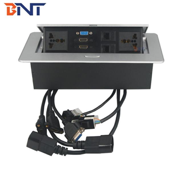 BNT 2020 new design smart office use easy assemble desk hidden power socket brush black built in office furniture