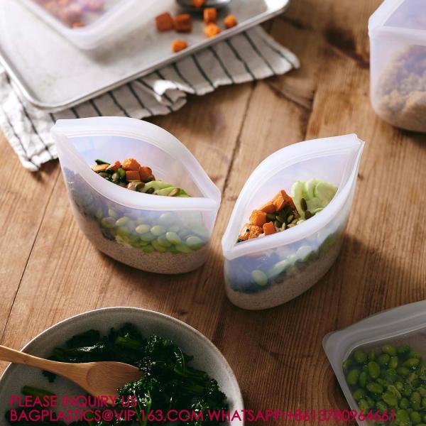 Reusable Sandwich Snack Bags New Generation Stand Up Zip Container For Soup And Leftovers