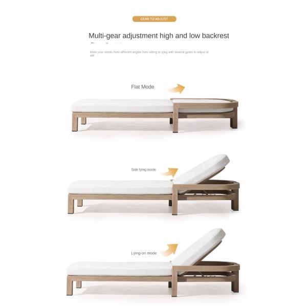 Customized Luxury Pool Teak Wood Lounge Chair Leisure Bed