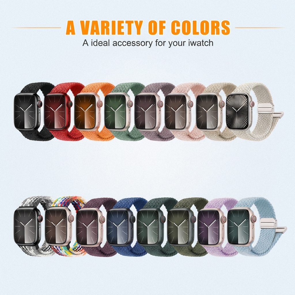Multicolor Nylon Watch Strap for Apple Watch Series 10 9 8 SE 3 46mm 45mm 44mm