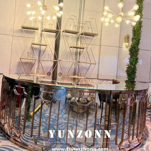 Wedding Event Pub Gold Stainless Steel Round Table High Portable Home bar Counter Corner bar Lounge Furniture