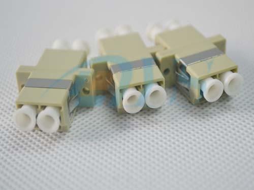 Beige Multimode Duplex LC Fiber Optic Adapter