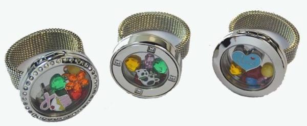 316L Stainless Steel Floating Charm Memory Living Locket Ring TGLR011